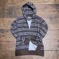 00s old uniqlo ダブルジップ/パーカー y2k ボーダー柄 平成 - メルカリ