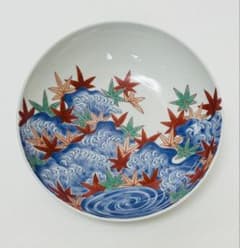 高級美術 有田焼 賞美堂 其泉 色鍋島 鍋島様式 色絵竜田川文 高台銘々