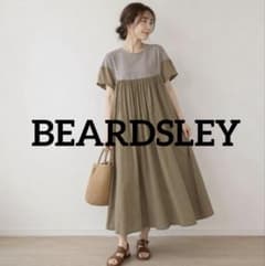 美品 BEARDSLEY 袖パフワンピース コンビギャザー ワンピース ゆったり