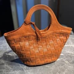 Dakota ダコタ ブラウン レザー 編み込み ハンドバッグ