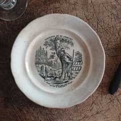 Choisy le Roi フランス 皿 グリザイユ プレート アンティーク ①