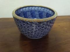 清水焼　染付 青海波文 小鉢 陶磁器(一点物)のサムネイル