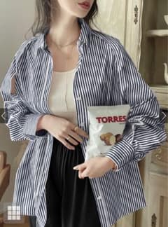 【送料無料】 袖2Wayストライプ柄シャツ [fo1717]のサムネイル