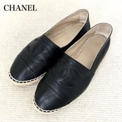 美品 CHANEL シャネル 靴 エスパドリーユ ラムスキン 黒 22cm - メルカリ
