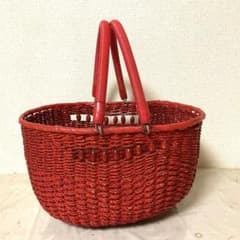 昭和レトロ　北欧　ガーデニング　雑貨　買い物カゴ　カゴバッグのサムネイル