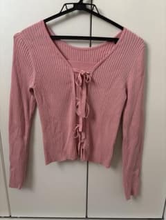 ミッシュマッシュ♡リボン付きリブニット