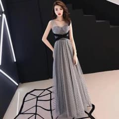 結婚式 ワンピース ドレス お呼ばれ ロングドレス ロングワンピース M 白のサムネイル