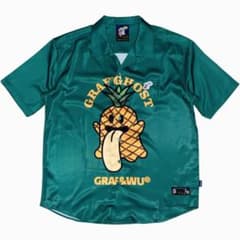 【GRAF&WU】グラフアンドウー パイナップル ゴースト サテンシャツ XL