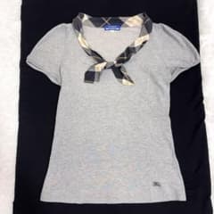 バーバリーブルーレーベル ボウタイブラウス ノバチェック ロゴ刺繍 38