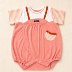ベビー ロンパース 70 半袖 女の子 ピンク 重ね着風 カバーオールのサムネイル