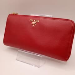 PRADA プラダ サフィアーノレザー 長財布 L字ファスナー レッド - メルカリ
