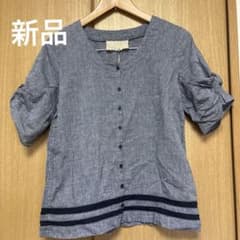 新品　レディース半袖　袖リボン　ブルーのサムネイル