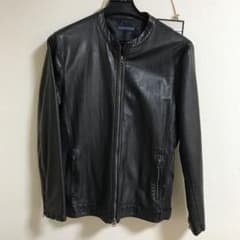 メンズ皮ジャン　合皮　ブラック46サイズのサムネイル