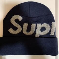 Supreme reflective BIG LOGO beanie navyのサムネイル