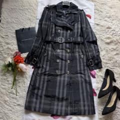 美品】BURBERRY LONDON チェック柄トレンチコート ブラック 40 - メルカリ