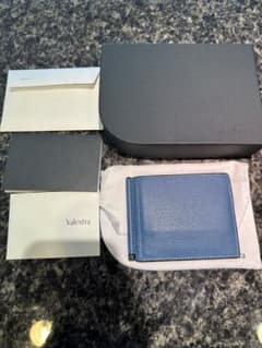 Valextra 青 レザー マネークリップ 保証書付 | Mercari