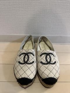 CHANEL 에스파드리유 아이보리 블랙 구두 샤넬