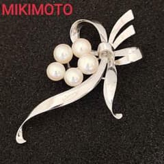MIKIMOTO ／ ミキモト パール付 リボンモチーフ SV ブローチ MIKIMOTO☆ミキモト☆パール☆ブローチ☆リボンモチーフ - メルカリ