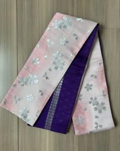桜柄 半幅帯 ピンク×紫 リバーシブル 和装 浴衣 着物のサムネイル