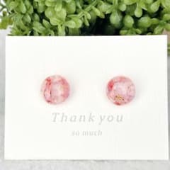 No.146　ピンク　丸　ドライフラワー　ピアス/イヤリング　ハンドメイド　レジのサムネイル