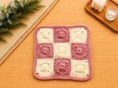 ハンドメイド インテリアマット ピンク アイボリー マルチマット 北欧風のサムネイル