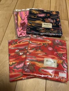 昭和レトロ 和柄 バンダナ 4枚セット 日本製 綿100% 約50cm 未使用のサムネイル