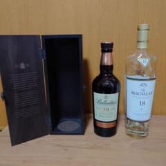 Ballantine's 30年 空瓶 木箱付 Macallan 18年 空瓶のサムネイル