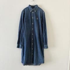 LAUREN ラルフ ローレン ベルテッドコットンブレンドミディシャツ