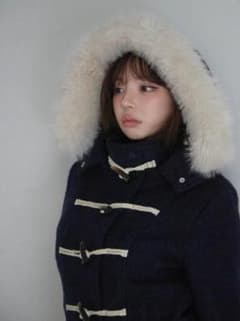 正規品 andmary Nicole fur belt jacket navy ANDMARY】Nicole fur belt jacket