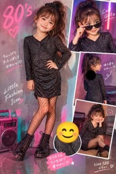 SHEIN キッズ ラメ ワンピース 110-120のサムネイル