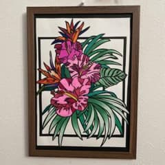 切り絵「ハイビスカスと極楽鳥花」のサムネイル