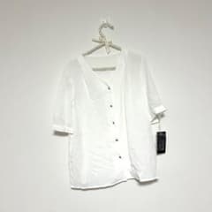 OFUON 半袖 ブラウス ホワイト シンプル