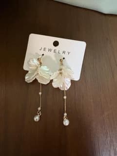 フラワーパールロングピアス　ホワイトパールのサムネイル