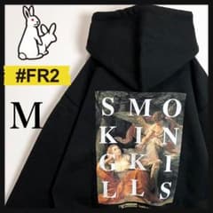 FR2☆超レア】 ビッグプリント 天使絵画 刺繍 ジップパーカー 厚手 美