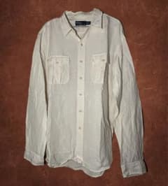 ラルフローレン　アイボリー リネンシャツ XXL 目無し