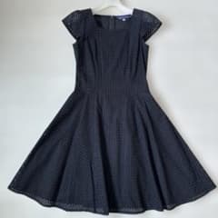 極美品✨エムズグレイシー 袖シフォン カメリア刺繍 ワンピース バックリボン 極美品 エムズグレイシー カットワーク コットン刺繍 ワンピース