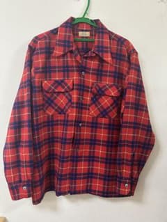 50s USA製 ARROW チェック ウールシャツ ボックスシルエット 赤 50s USA製 ARROW チェック ウールシャツ ボックスシルエット 赤 - メルカリ