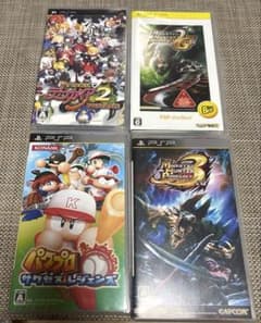 PSP ゲームソフト 4本セット　パワプロサクセス、ディスガイア2、モンハンのサムネイル