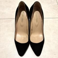 セルジオロッシ ブラックスエードポインテッドトゥハイヒール 35