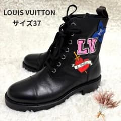 LOUIS VUITTON レースアップブーツ 37 黒 ハートパッチ 正規品 - メルカリ