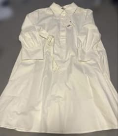 新品 COS ホワイト 長袖 チュニック 38 タック付き　リボン付きワンピース