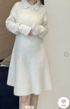 【新品未使用】Mila Owen 襟付きペプラムニットミニワンピース ホワイト 新品未使用】Mila Owen 襟付きペプラムニットミニワンピース ホワイト