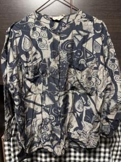 古着 総柄シャツ 抽象柄 アートデザインシャツ Mサイズ レトロ ヴィンテージのサムネイル