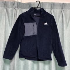 adidas キッズ ボア　フリース　ジャケット ネイビーのサムネイル