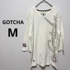 ゴッチャ ガッチャ ロンT 七分袖 Vネック 英字 白 メンズ M