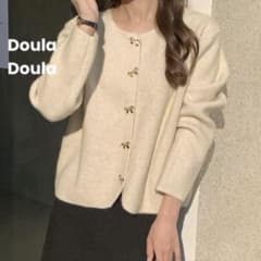 【Doula Doula】リボン釦 ニット カーディガン 長袖