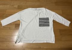 ZARA 七分袖 トップス ホワイト ボーダーポケット