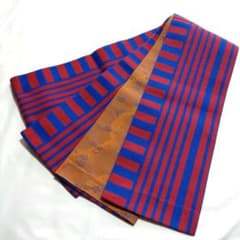 半幅帯♥浴衣用♥リバーシブル♥両面柄♥赤×青ストライプボーダー♥早い者勝ち