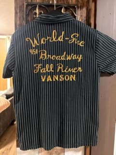Vanson Cottons ワークシャツ 刺繍 ストライプ Ｌ ウォバッシュのサムネイル