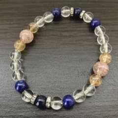 天然石ブレスレット 水晶 ラピスラズリ シトリン サンストーン ピンクのサムネイル